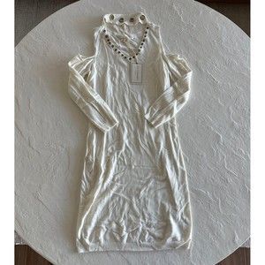 No Comment White Knit Cut Out Dress
